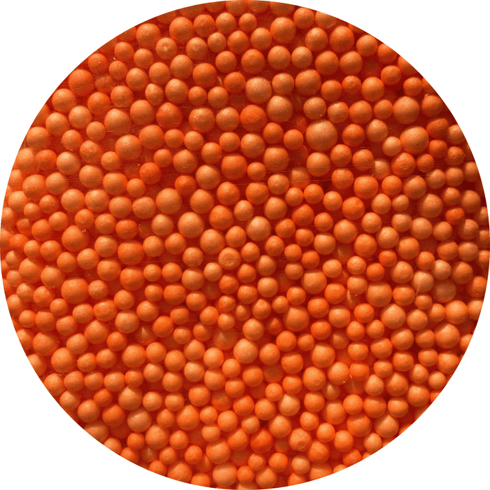 Several orange foam beads