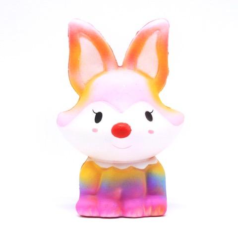 Multicoloured fox squishy with a red nose
