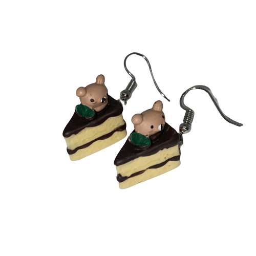Beary Chocolate Cake Earrings