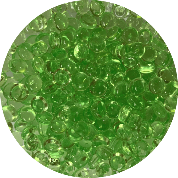Several green fishbowl beads
