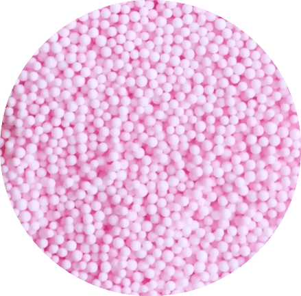 Several pink foam beads
