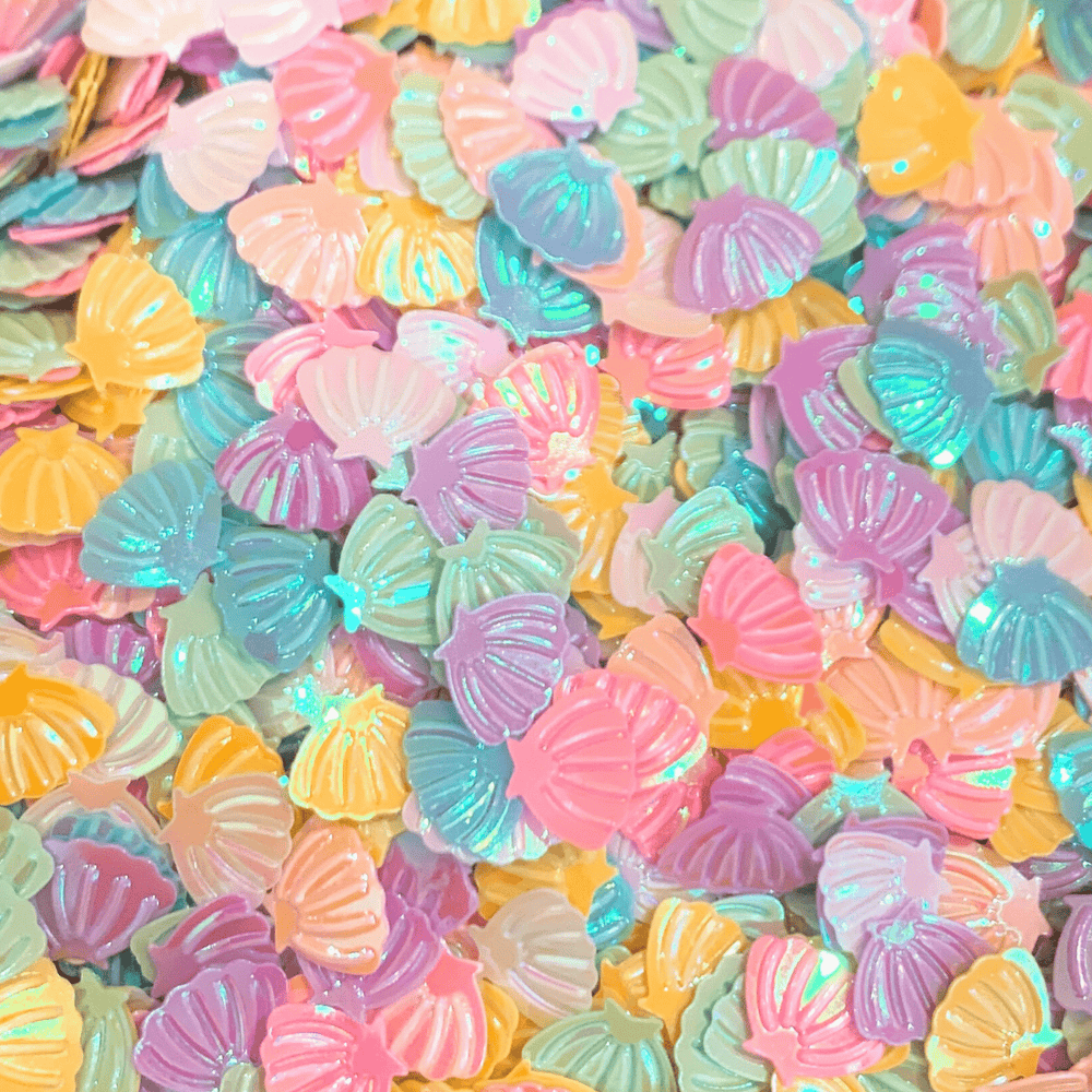 A mix of iridescent multicoloured seashell sprinkles
