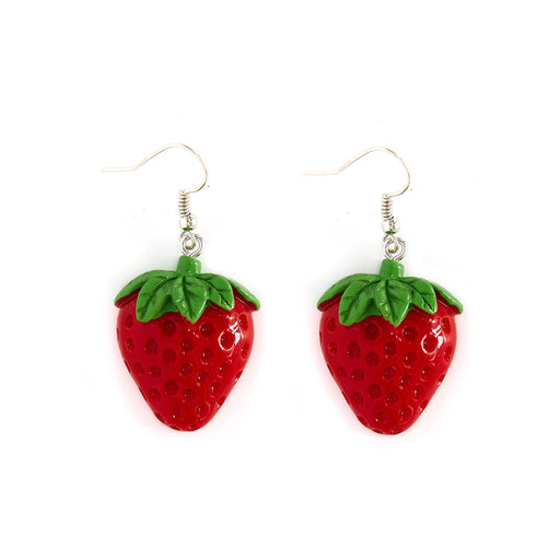 A pair of earrings in the shape of strawberries