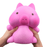 A hand holding a pink piggy squishy