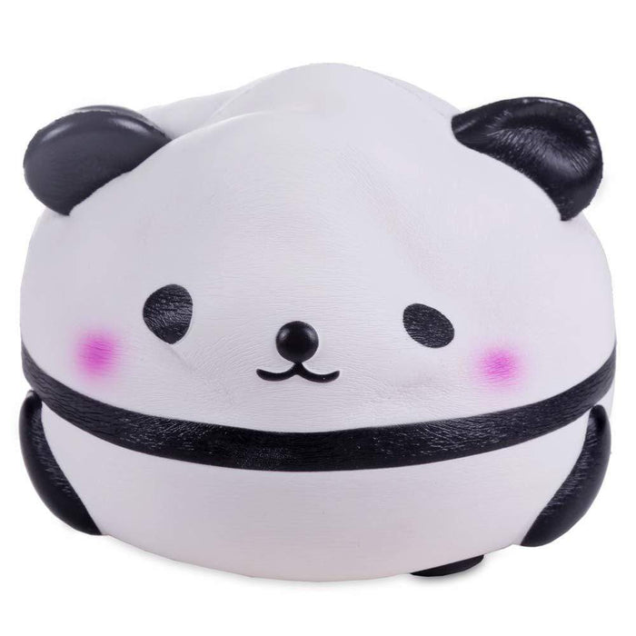 A round panda squishy squeezed from the top
